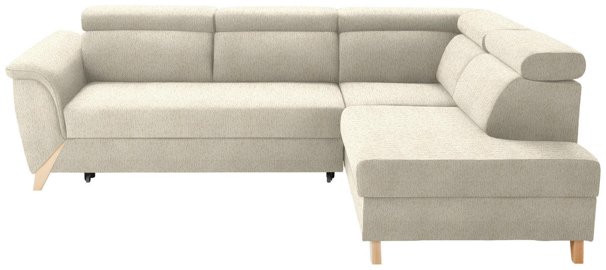 ECKSOFA in Struktur Beige  265/200 cm  - Beige/Naturfarben, KONVENTIONELL, Holz/Textil (265/200cm) - Stylife