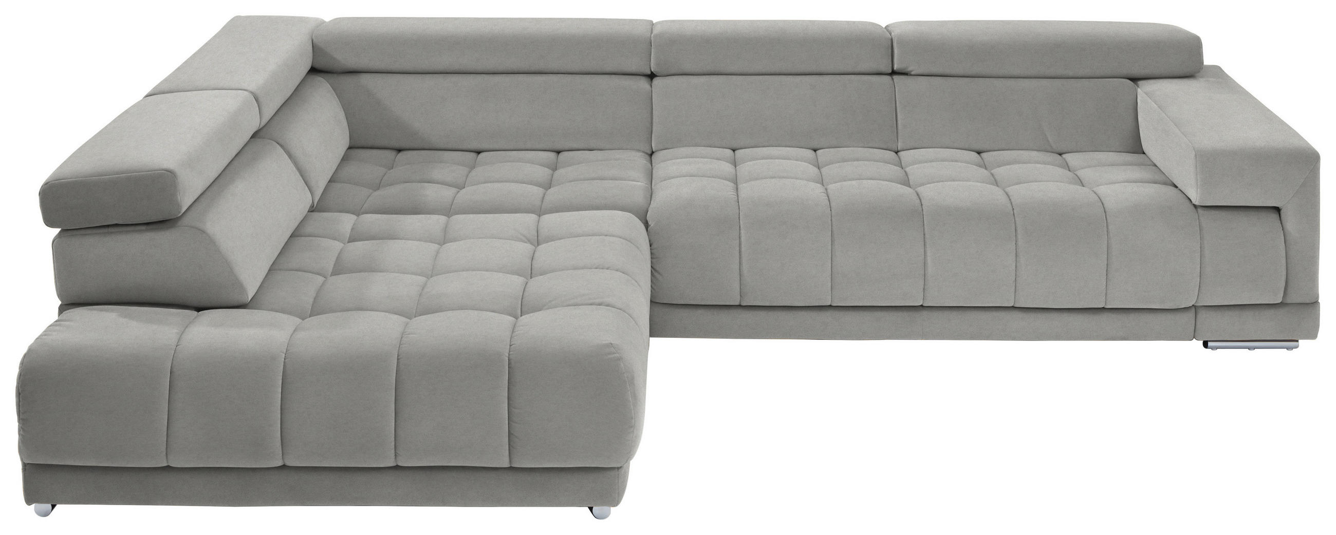 ECKSOFA  in Mikrofaser Silberfarben, Hellgrau  222/326 cm  - Chromfarben/Silberfarben, Design, Textil/Metall (222/326cm) - Beldomo Speed
