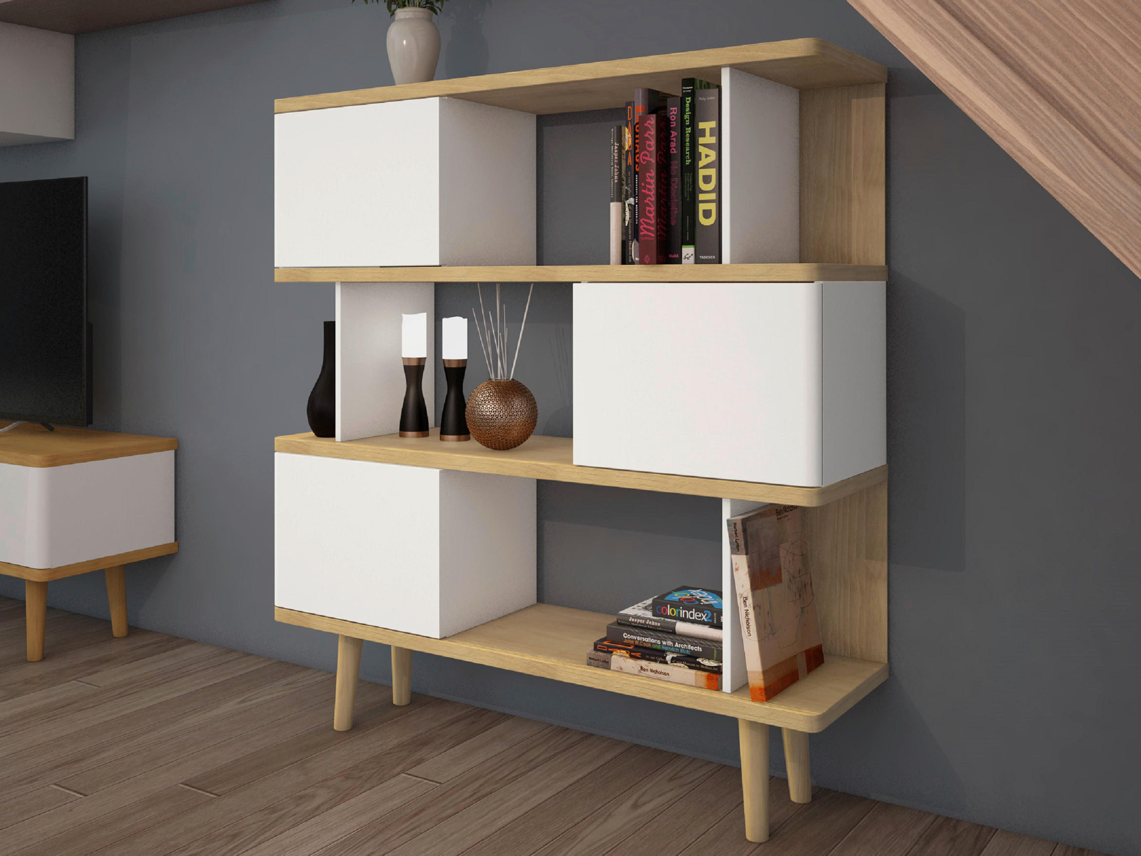 REGAL Weiß, Eichefarben  - Eichefarben/Weiß, Basics, Holzwerkstoff (120/130/33cm) - MID.YOU
