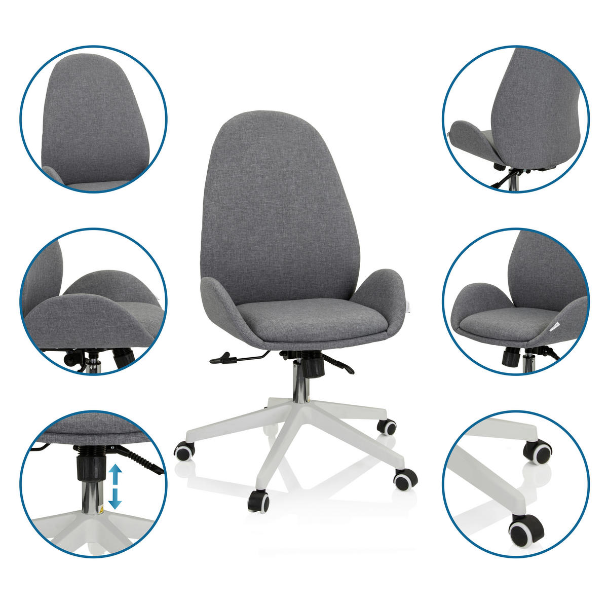 OTOČNÁ ŽIDLE, šedá - šedá/bílá, Basics, textil/plast (56/104-112/58cm) - MID.YOU
