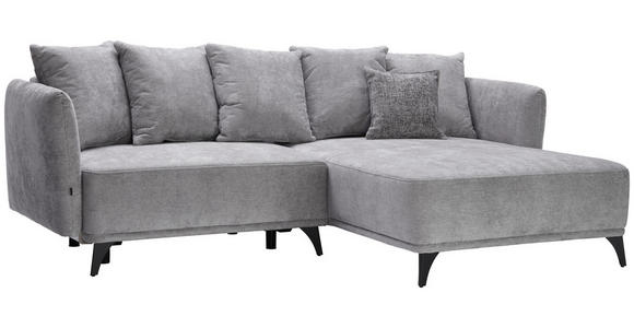 ECKSOFA in Chenille Grau  - Schwarz/Grau, LIFESTYLE, Textil/Metall (255/172cm) - Carryhome