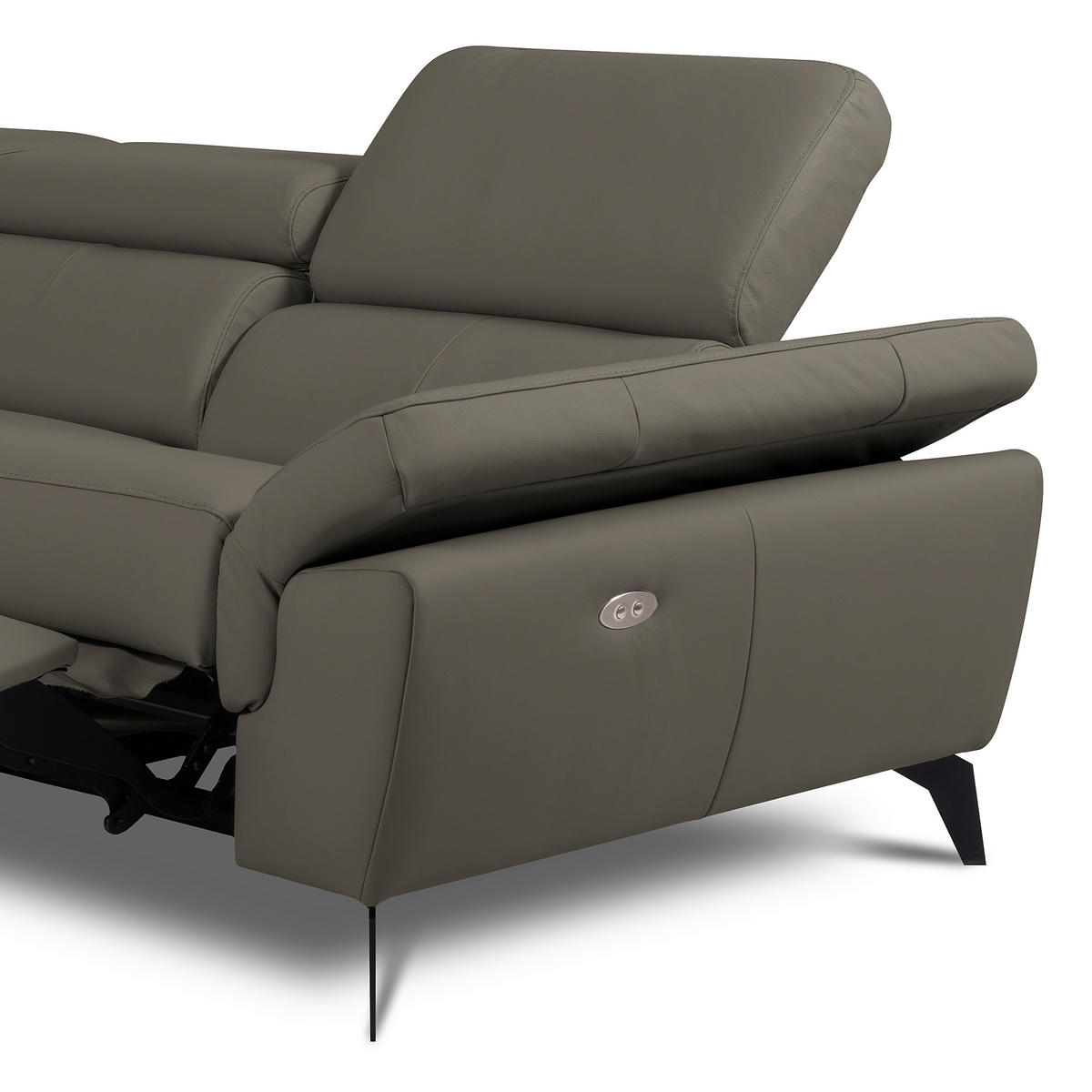 ECKSOFA  in Lederlook Echtleder Schlammfarben  179/252 cm  - Schlammfarben/Schwarz, Design, Leder/Textil (179/252cm) - Livetastic