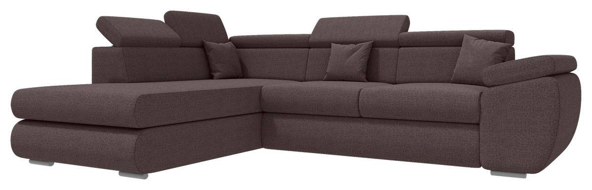 ECKSOFA Graubraun Struktur  - Chromfarben/Graubraun, KONVENTIONELL, Kunststoff/Textil (205/282cm) - Carryhome