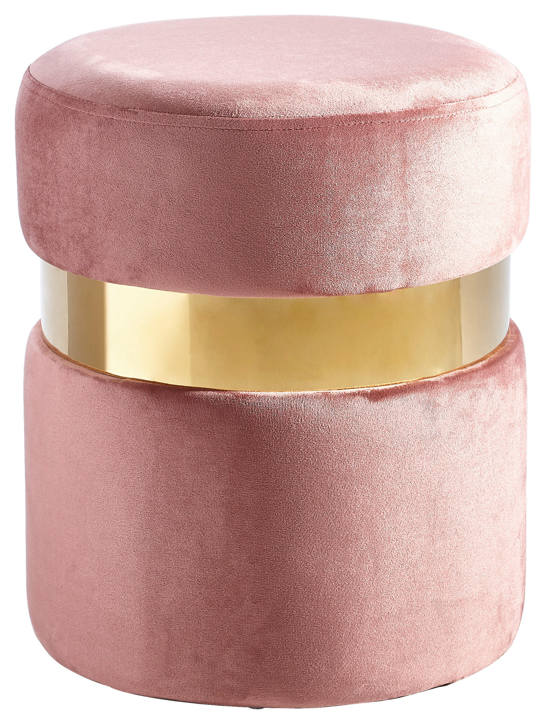 HOCKER Samt Rosa, Goldfarben  - Goldfarben/Rosa, MODERN, Textil/Metall (37/44/37cm) - Xora