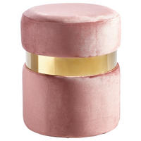 HOCKER Samt Rosa, Goldfarben  - Goldfarben/Rosa, MODERN, Textil/Metall (37/44/37cm) - Xora