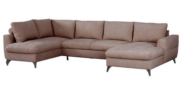 WOHNLANDSCHAFT Rosa Chenille  - Schwarz/Rosa, KONVENTIONELL, Textil/Metall (188/340/160cm) - Xora