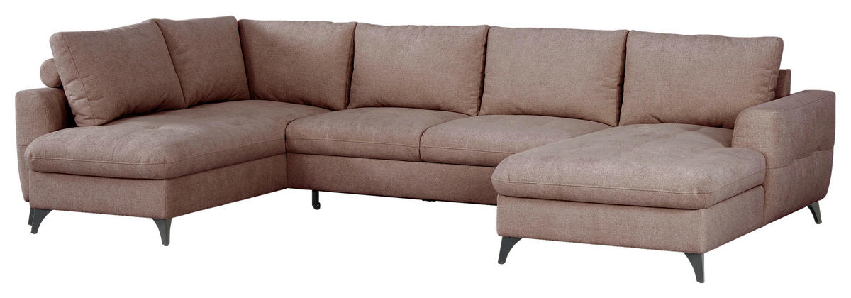 WOHNLANDSCHAFT Rosa Chenille  - Schwarz/Rosa, KONVENTIONELL, Textil/Metall (188/340/160cm) - Xora
