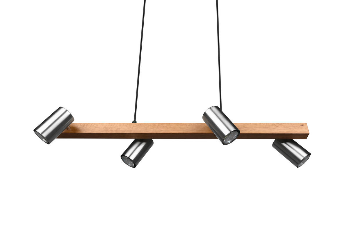 HÄNGELEUCHTE 80/20/150 cm    - Nickelfarben, Lifestyle, Holz/Metall (80/20/150cm) - Trio Leuchten