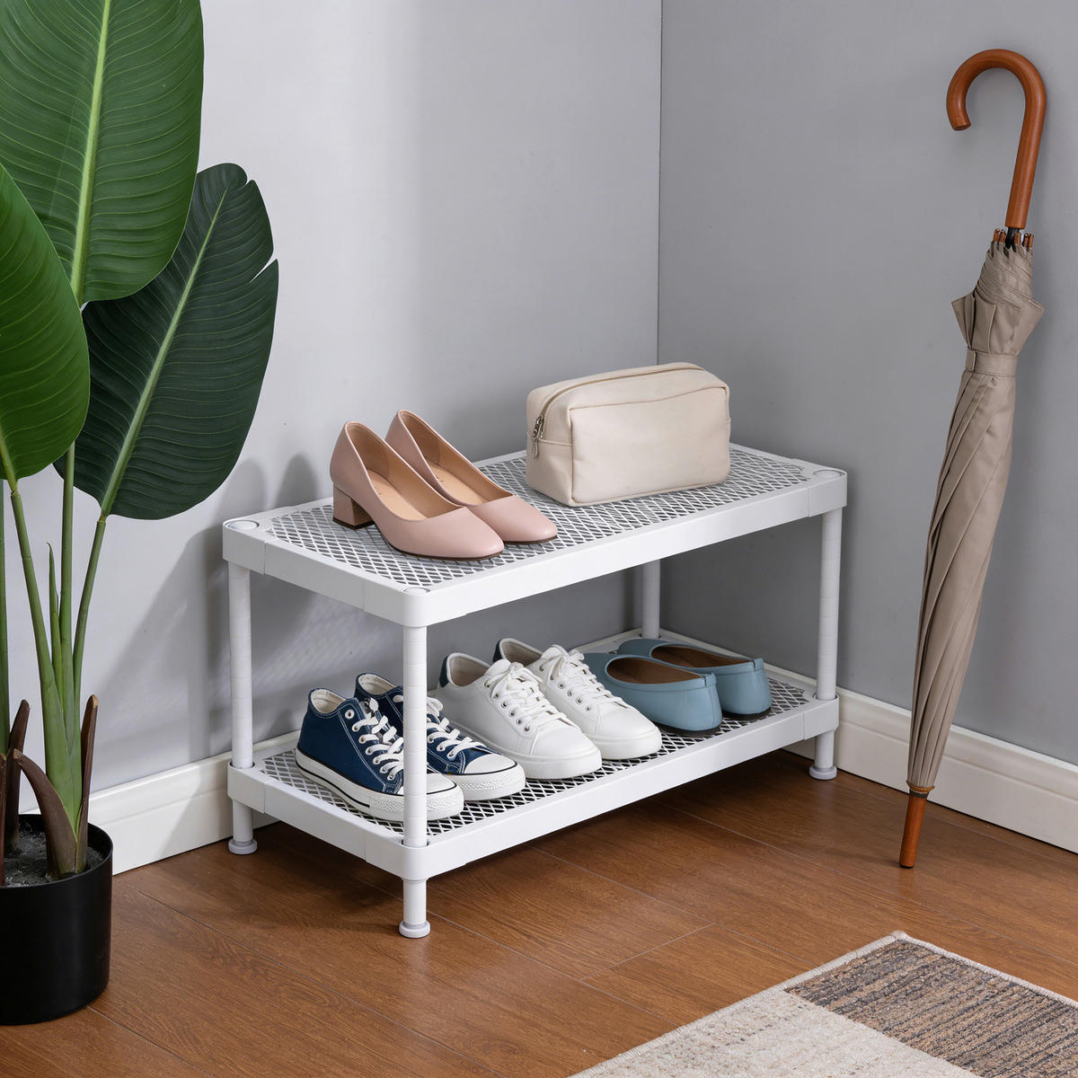 SCHUHREGAL Weiß  - Weiß, Design, Kunststoff/Metall (75/40/32cm) - MID.YOU