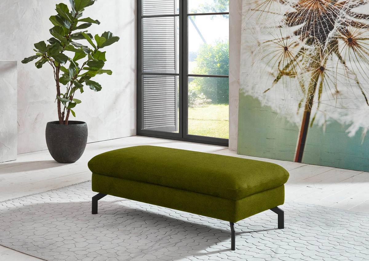 ECKSOFA in Velours Grün  179/306 cm  - Schwarz/Grün, Design, Textil/Metall (179/306cm) - Beldomo System