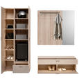 GARDEROBE 3-teilig  in 198/194/38 cm  - Eiche Bianco/Grau, Design, Glas/Holzwerkstoff (198/194/38cm) - Voleo