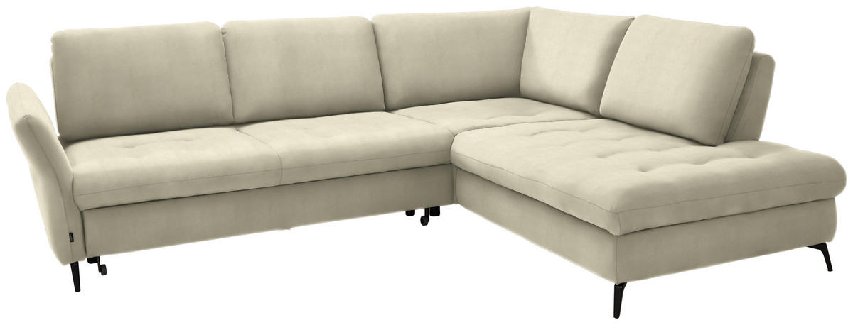 ECKSOFA in Flachgewebe Creme  - Creme/Schwarz, Natur, Textil/Metall (288/233cm) - Valnatura