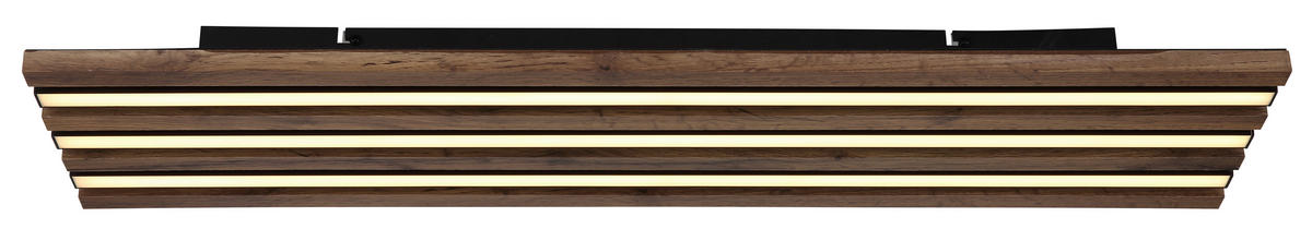 LED-DECKENLEUCHTE HAYDEN 80/20/5 cm   - Dunkelbraun/Schwarz, Natur, Holzwerkstoff/Kunststoff (80/20/5cm) - Globo