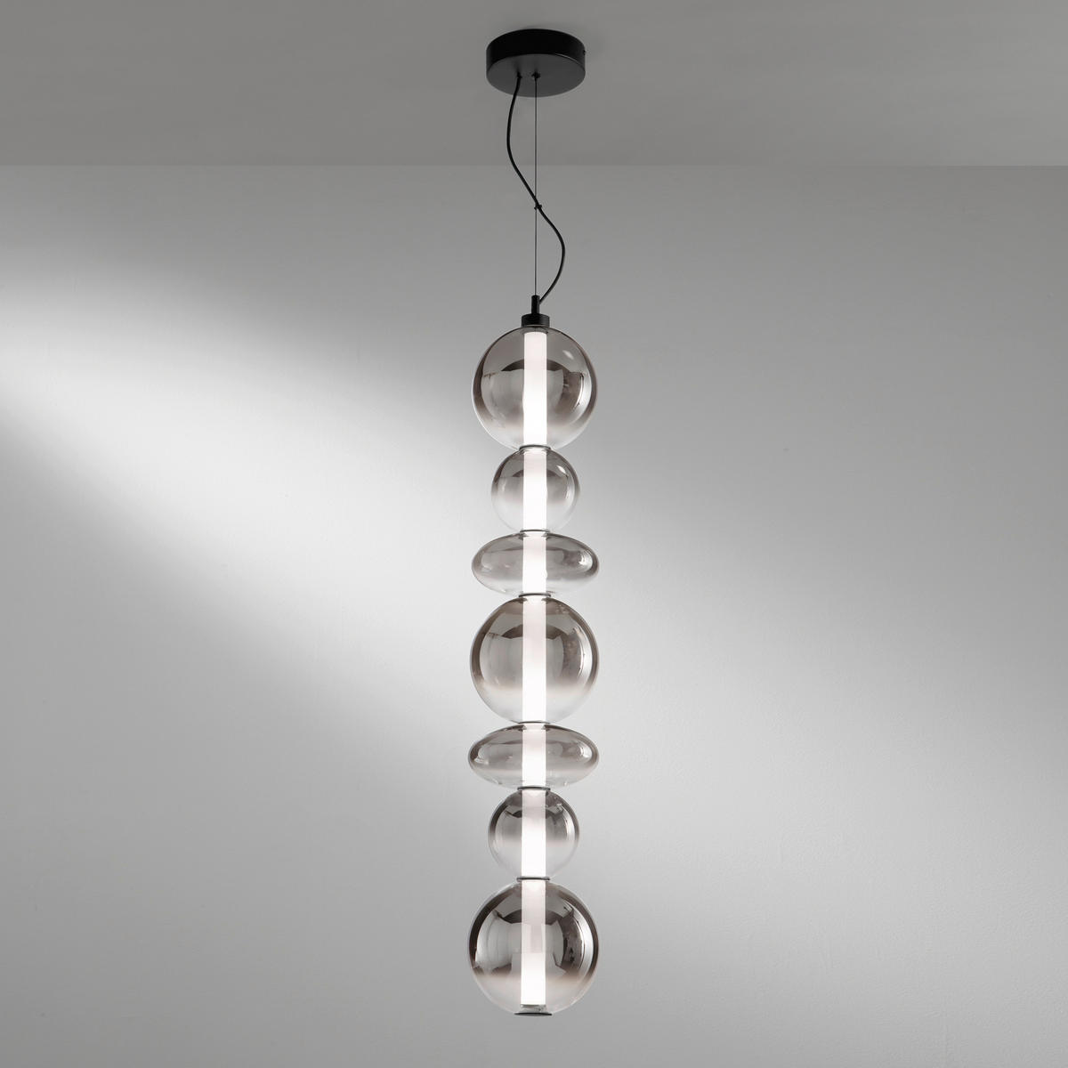LED-PENDELLEUCHTE Luce Ambiente e Design 20/233,5 cm   - Dunkelgrau/Schwarz, KONVENTIONELL, Glas/Metall (20/233,5cm)
