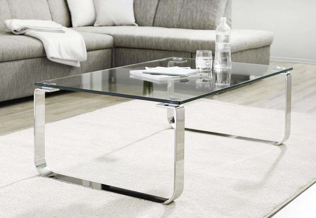 COUCHTISCH Klarglas 110/70/40 cm rechteckig Klar, Chromfarben  - Klar/Chromfarben, Design, Glas/Metall (110/70/40cm) - Novel