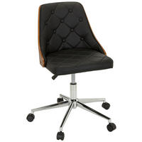 OTOČNÁ STOLIČKA, vzhľad kože, čierna, farba tíku - čierna/farba tíku, Modern, kov/drevo (68/83cm) - MID.YOU