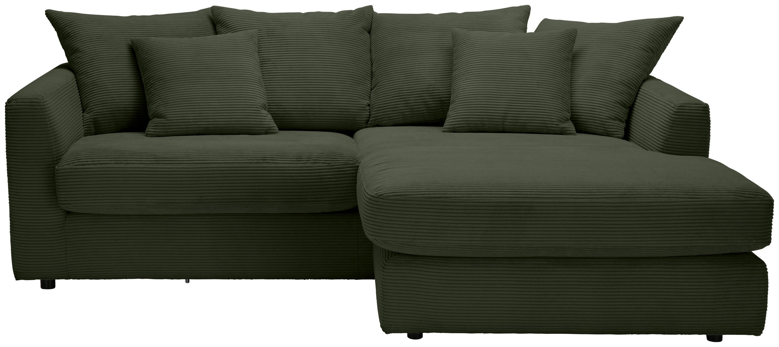 ECKSOFA Dunkelgrün Cord - Dunkelgrün/Schwarz, Design, Kunststoff/Textil (235/175cm) - home24