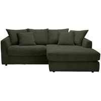 ECKSOFA in Cord Dunkelgrün  235/175 cm  - Dunkelgrün/Schwarz, Design, Kunststoff/Textil (235/175cm) - home24