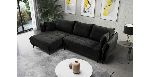 ECKSOFA Schwarz Chenille - Schwarz, KONVENTIONELL, Holz/Textil (160/290cm) - Carryhome