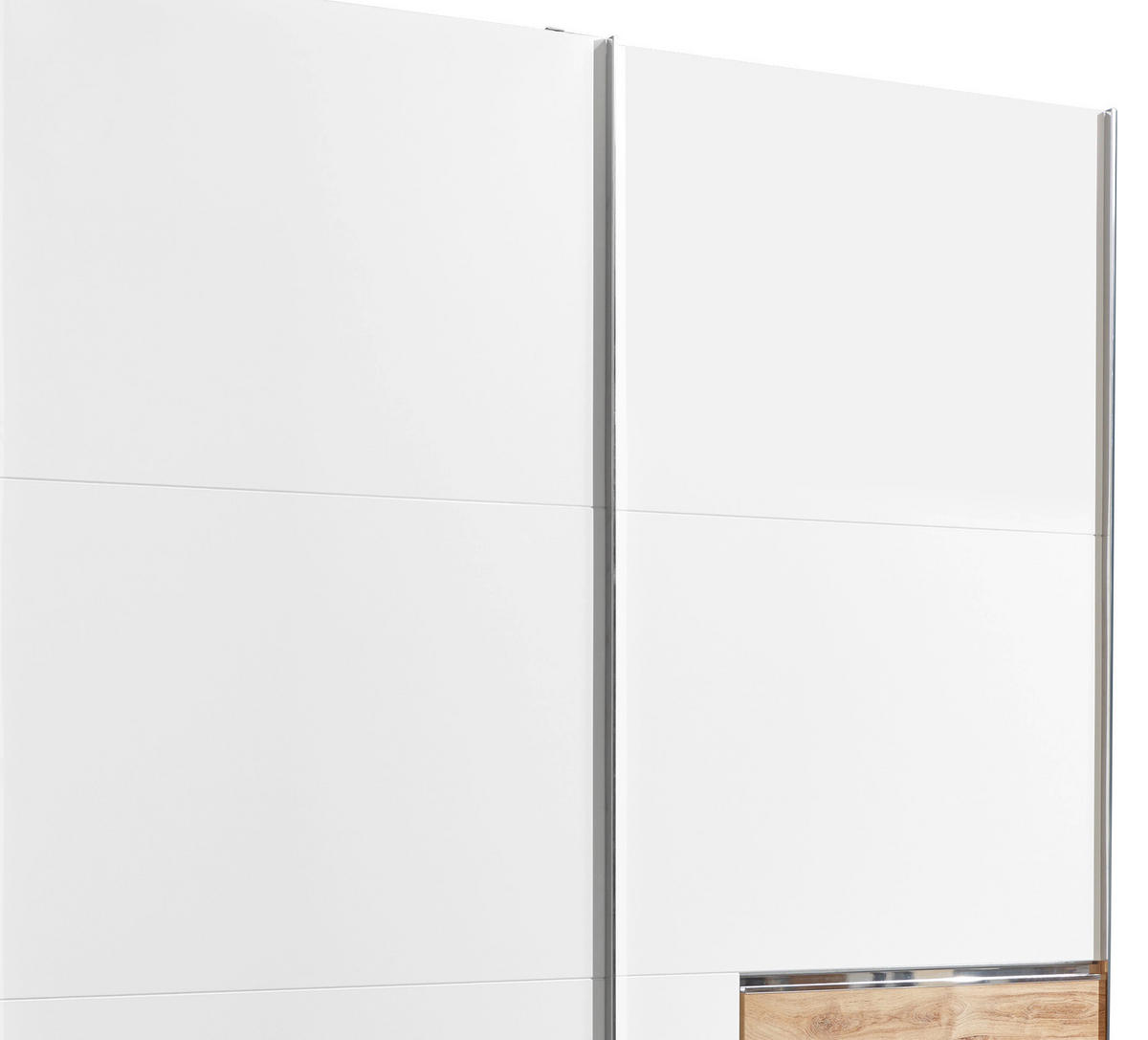 SCHWEBETÜRENSCHRANK in Weiss, Eichefarben  - Chromfarben/Weiss, Modern, Holzwerkstoff/Metall (300/216/65cm) - MID.YOU