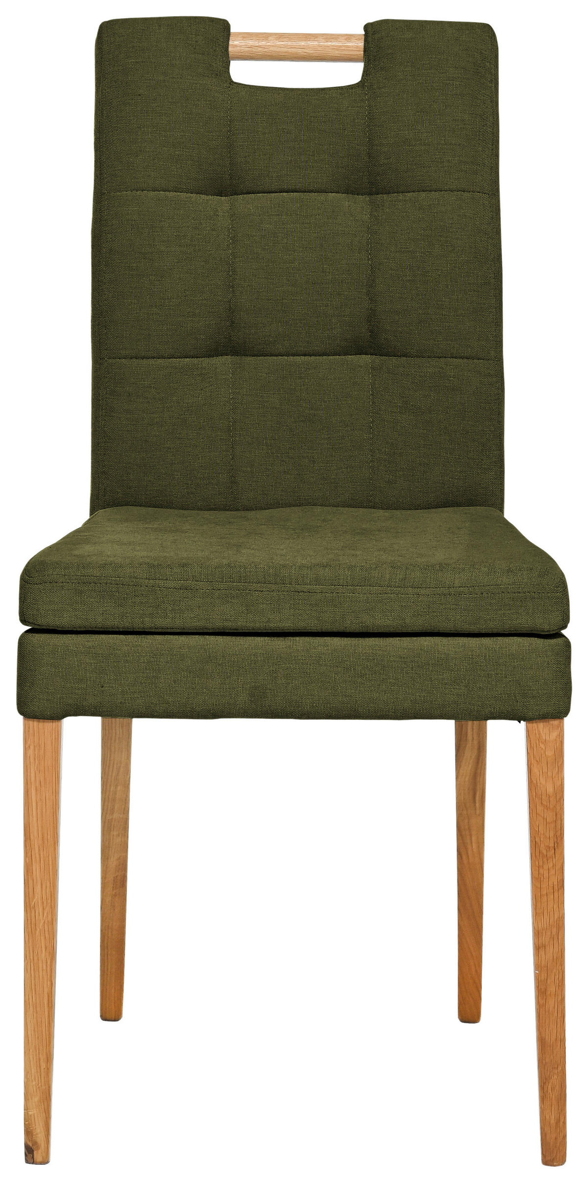 STUHL Webstoff Grün, Eichefarben Eiche massiv  - Eichefarben/Grün, KONVENTIONELL, Holz/Textil (47/91,5/59cm) - Celina Home