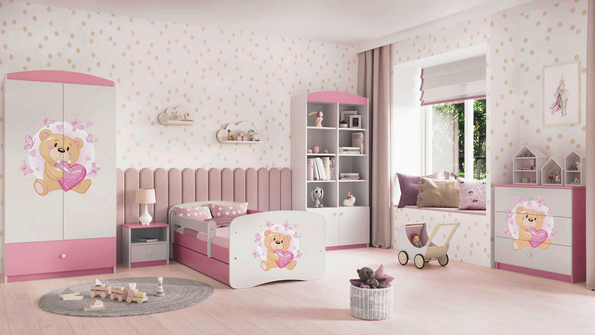 KINDER-/JUNIORBETT - Pink/Birkefarben, MODERN, Holz/Holzwerkstoff (80/160cm) - MID.YOU