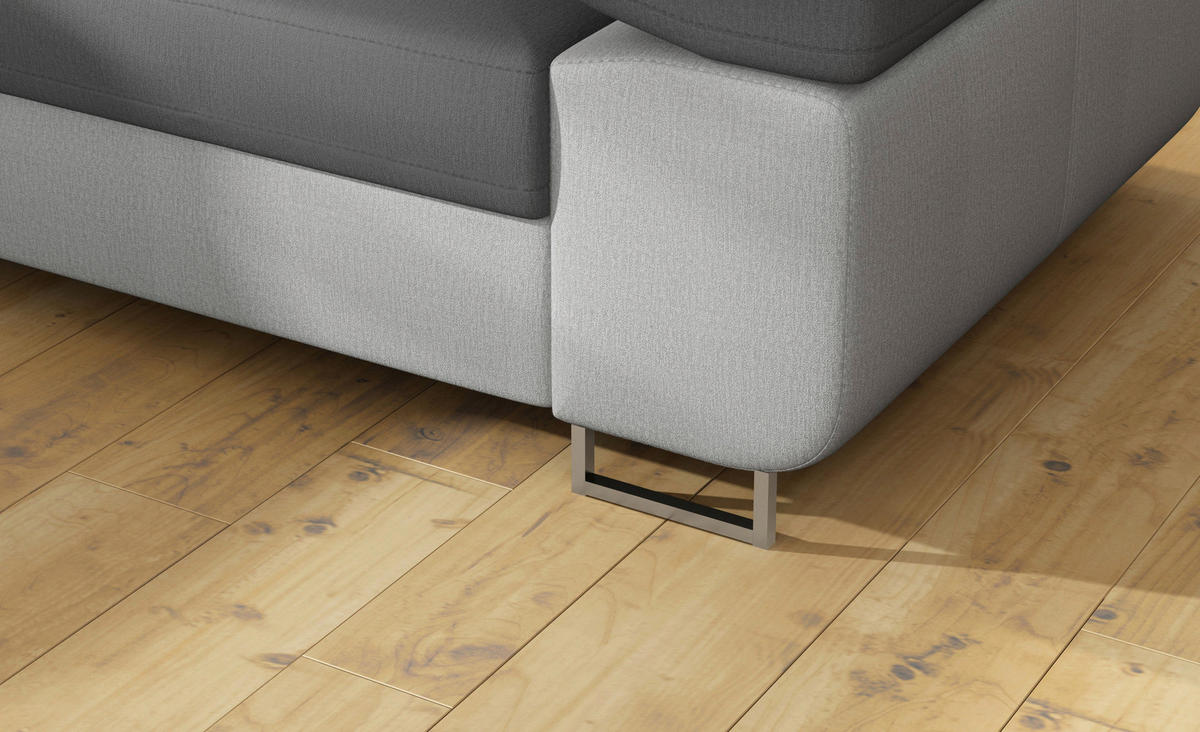 ECKSOFA  Grau, Hellgrau Textilgeflecht  - Chromfarben/Hellgrau, Design, Textil/Metall (203/272cm) - MID.YOU
