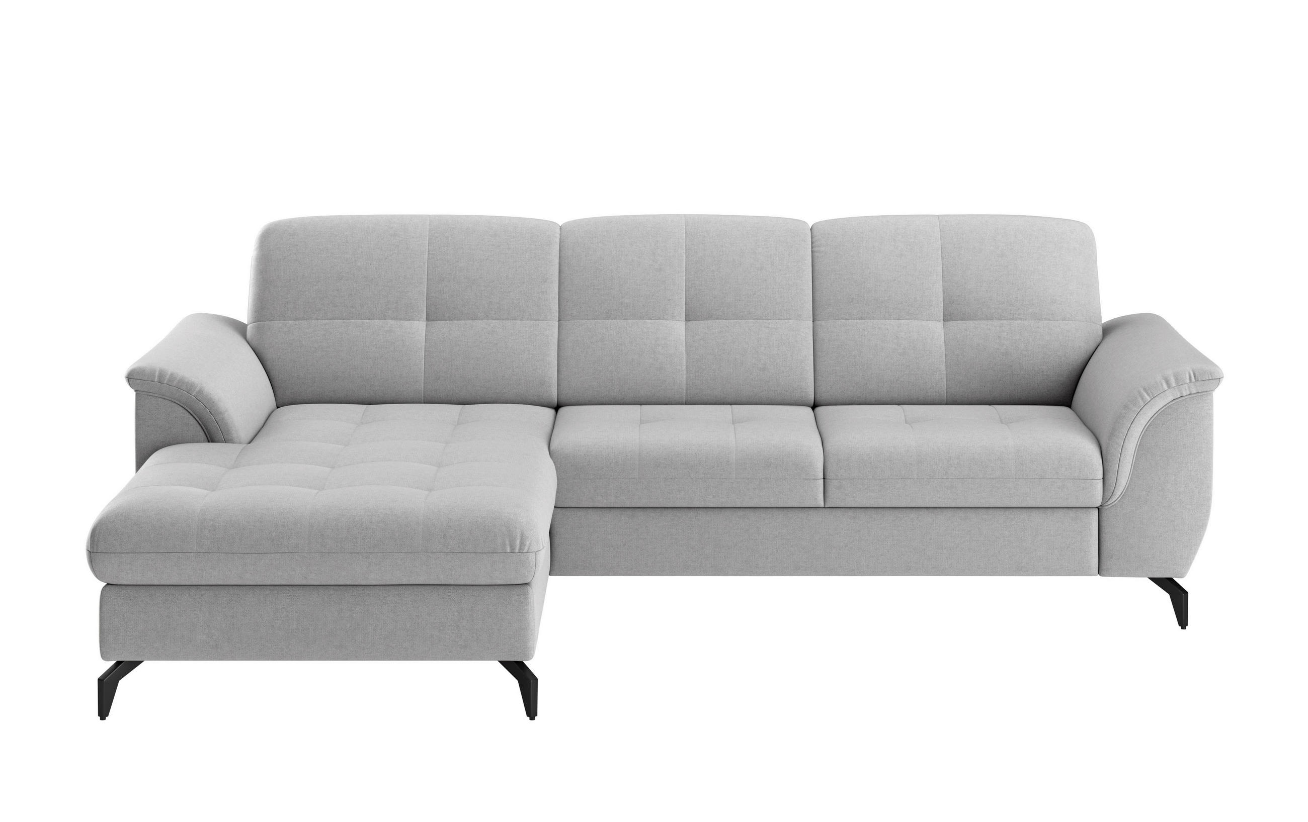 ECKSOFA in Flachgewebe Hellgrau  164/262 cm  - Hellgrau/Schwarz, MODERN, Textil/Metall (164/262cm) - Sit & More