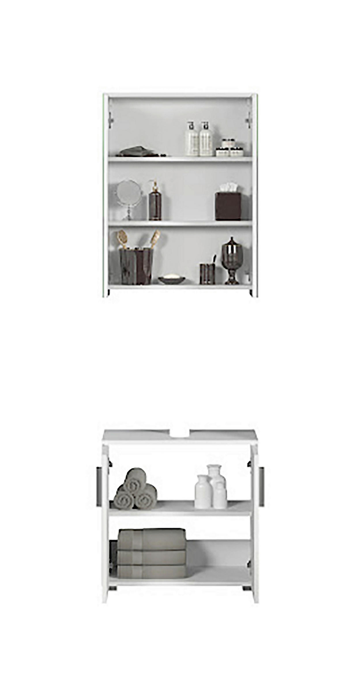BADEZIMMER 2-teilig  in  - Weiß Hochglanz/Silberfarben, Trend, Holzwerkstoff/Kunststoff (60/192/32cm) - MID.YOU