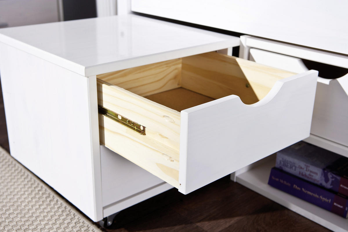 STAURAUMBETT 90/200 cm  in Weiß  - Weiß, LIFESTYLE, Holz (90/200cm) - Xora
