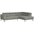 ECKSOFA in Struktur Hellgrau  280/205 cm  - Hellgrau/Schwarz, Design, Textil/Metall (280/205cm) - Xora