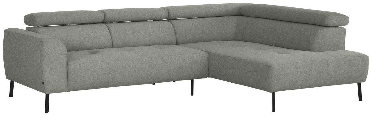 ECKSOFA in Struktur Hellgrau  280/205 cm  - Hellgrau/Schwarz, Design, Textil/Metall (280/205cm) - Xora