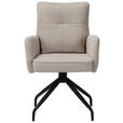 ARMLEHNSTUHL  Sitzfläche 180° drehbar Mikrofaser  - Beige/Schwarz, Design, Textil/Metall (60/90/68cm) - Carryhome