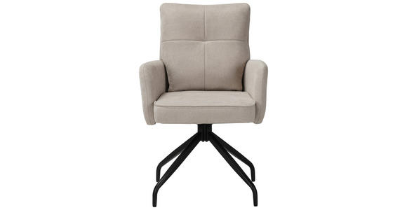 ARMLEHNSTUHL  Sitzfläche 180° drehbar Mikrofaser  - Beige/Schwarz, Design, Textil/Metall (60/90/68cm) - Carryhome