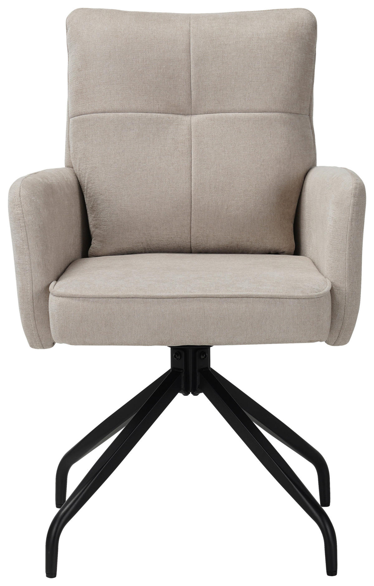 ARMLEHNSTUHL  Sitzfläche 180° drehbar Mikrofaser  - Beige/Schwarz, Design, Textil/Metall (60/90/68cm) - Carryhome