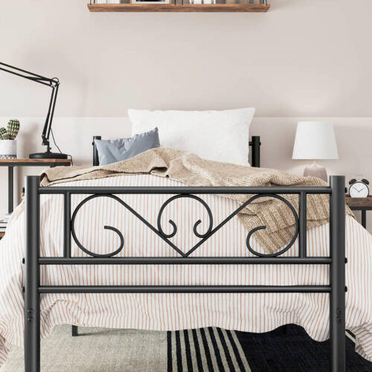 KOVOVÁ POSTEĽ - čierna, Romantik / Landhaus, kov (90/190cm) - Boxxx