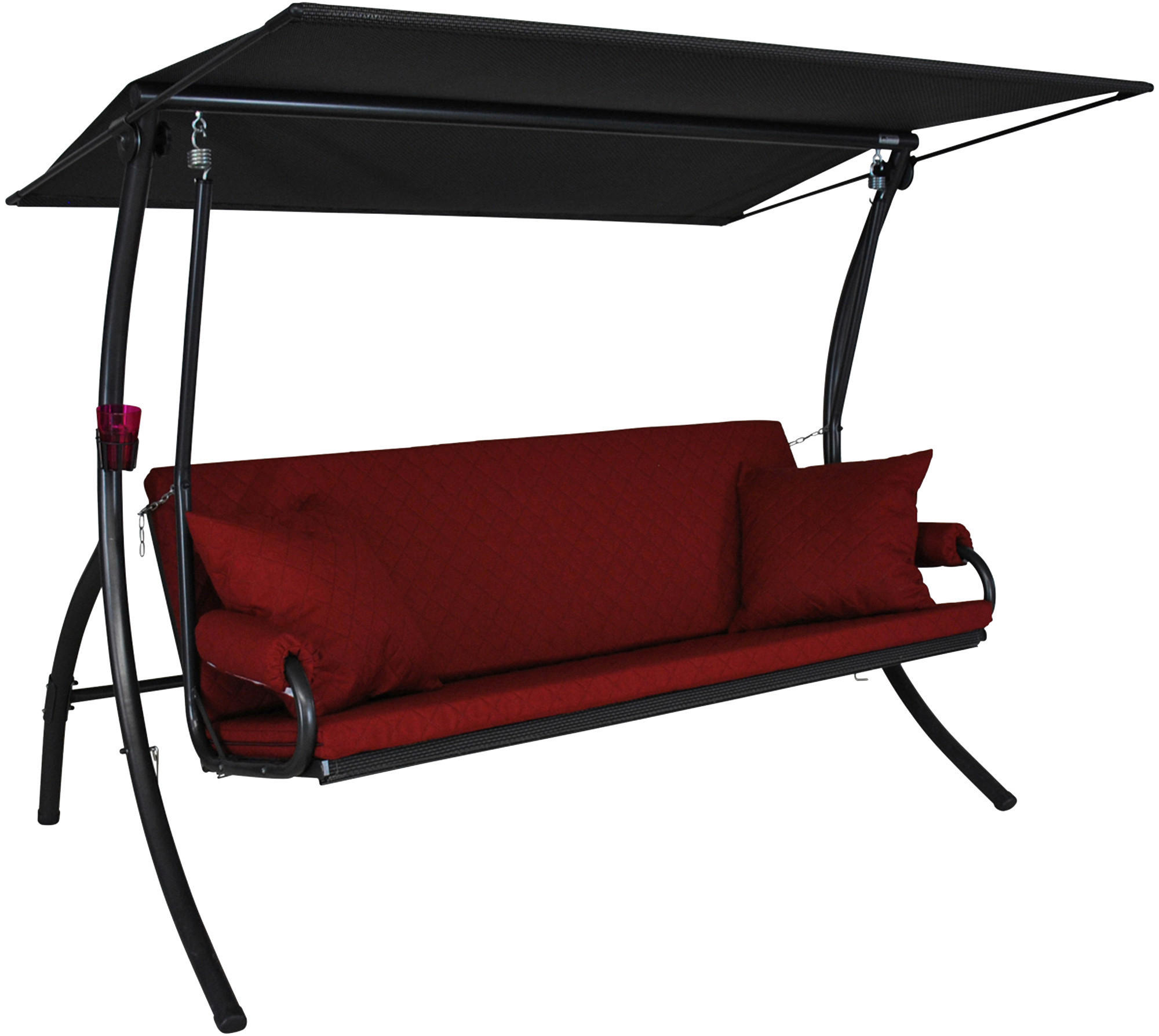 HOLLYWOODSCHAUKEL 210/160/145 cm  - Dunkelgrau/Bordeaux, Basics, Textil/Metall (210/160/145cm) - Boxxx