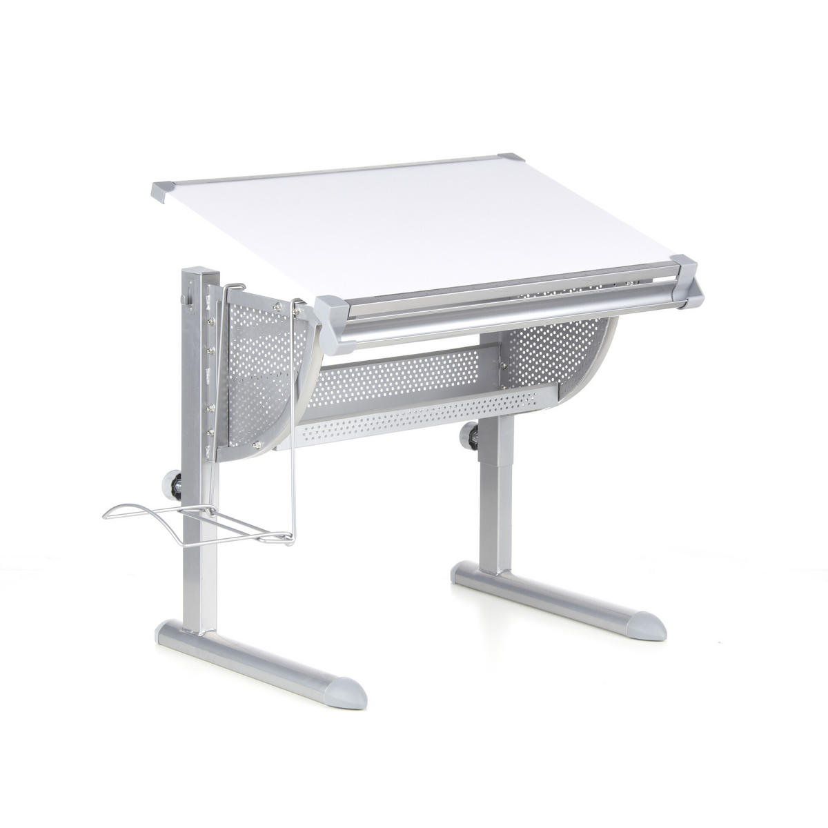 JUGENDSCHREIBTISCH 50/80/56-80 cm  - Silberfarben/Weiß, Basics, Holzwerkstoff/Kunststoff (50/80/56-80cm) - MID.YOU
