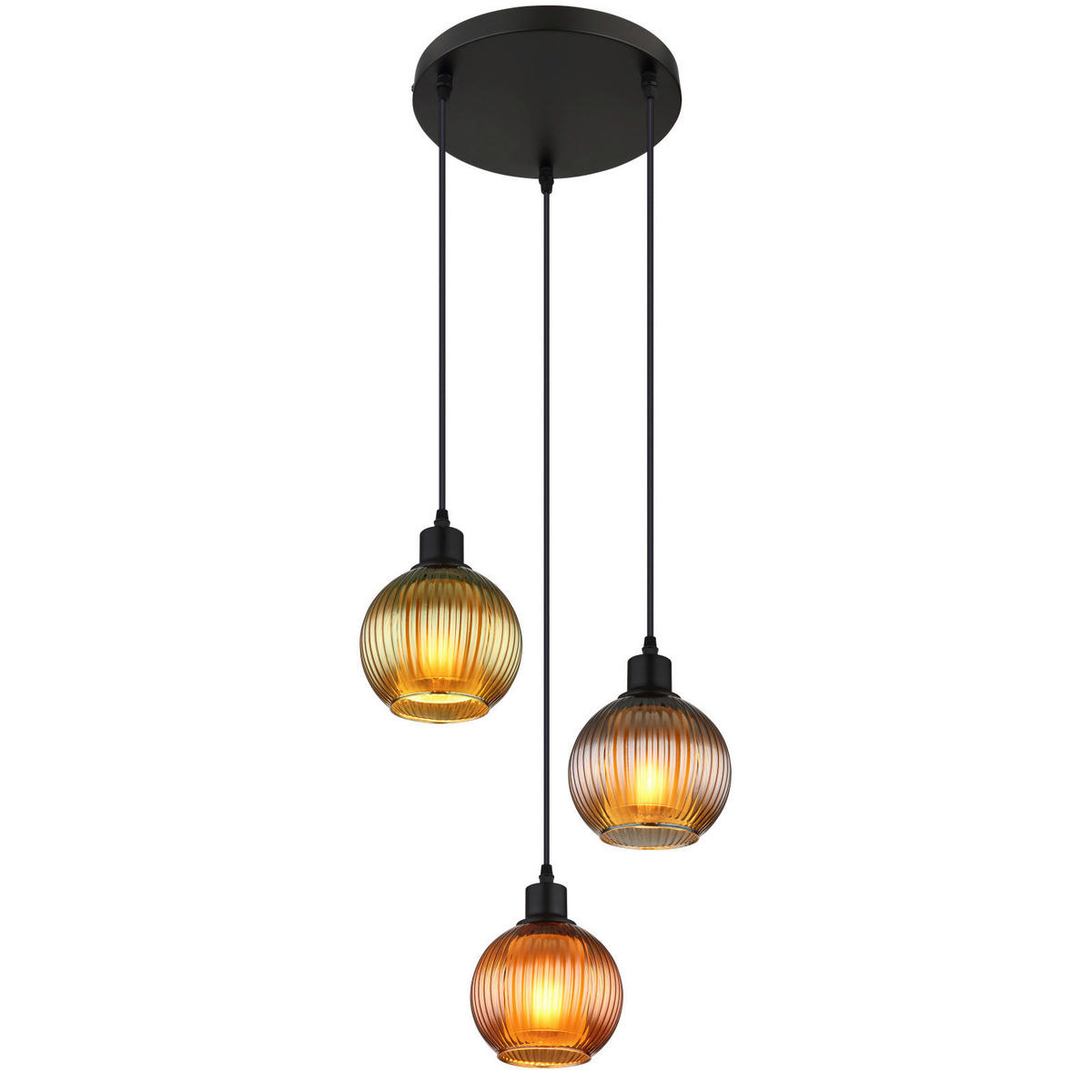 HÄNGELEUCHTE 36/120 cm  - Multicolor/Schwarz, Trend, Glas/Metall (36/120cm) - Globo