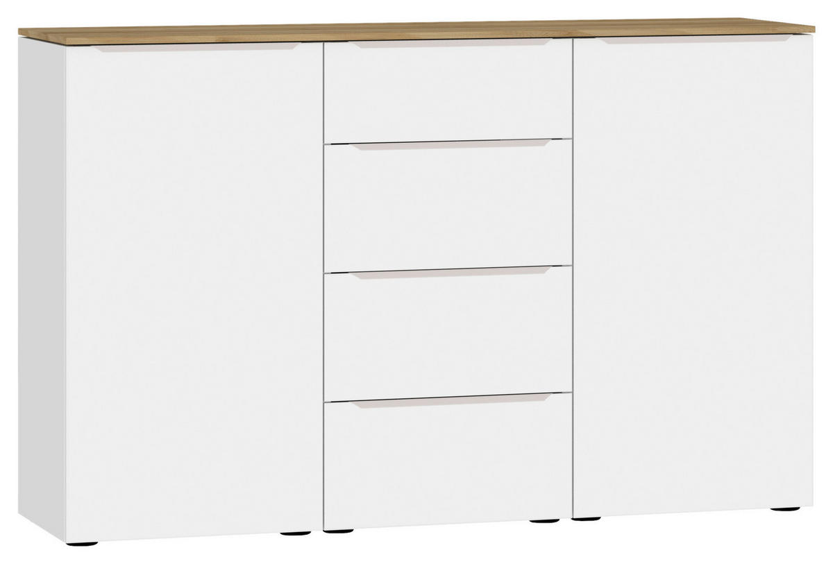 SIDEBOARD  in 135/87/43 cm  - Edelstahlfarben/Eichefarben, Design, Holzwerkstoff/Kunststoff (135/87/43cm) - Jutzler