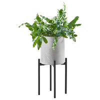 PFLANZENTOPF   - Schwarz/Grau, Design, Stein/Metall (13,5/36,5cm) - Ambia Home