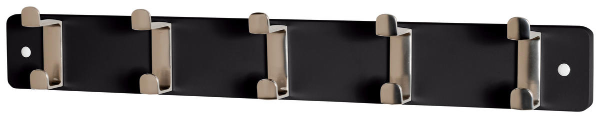 HAKENLEISTE  in Schwarz, Edelstahlfarben  - Edelstahlfarben/Schwarz, MODERN, Holzwerkstoff/Metall (55/7/6cm)