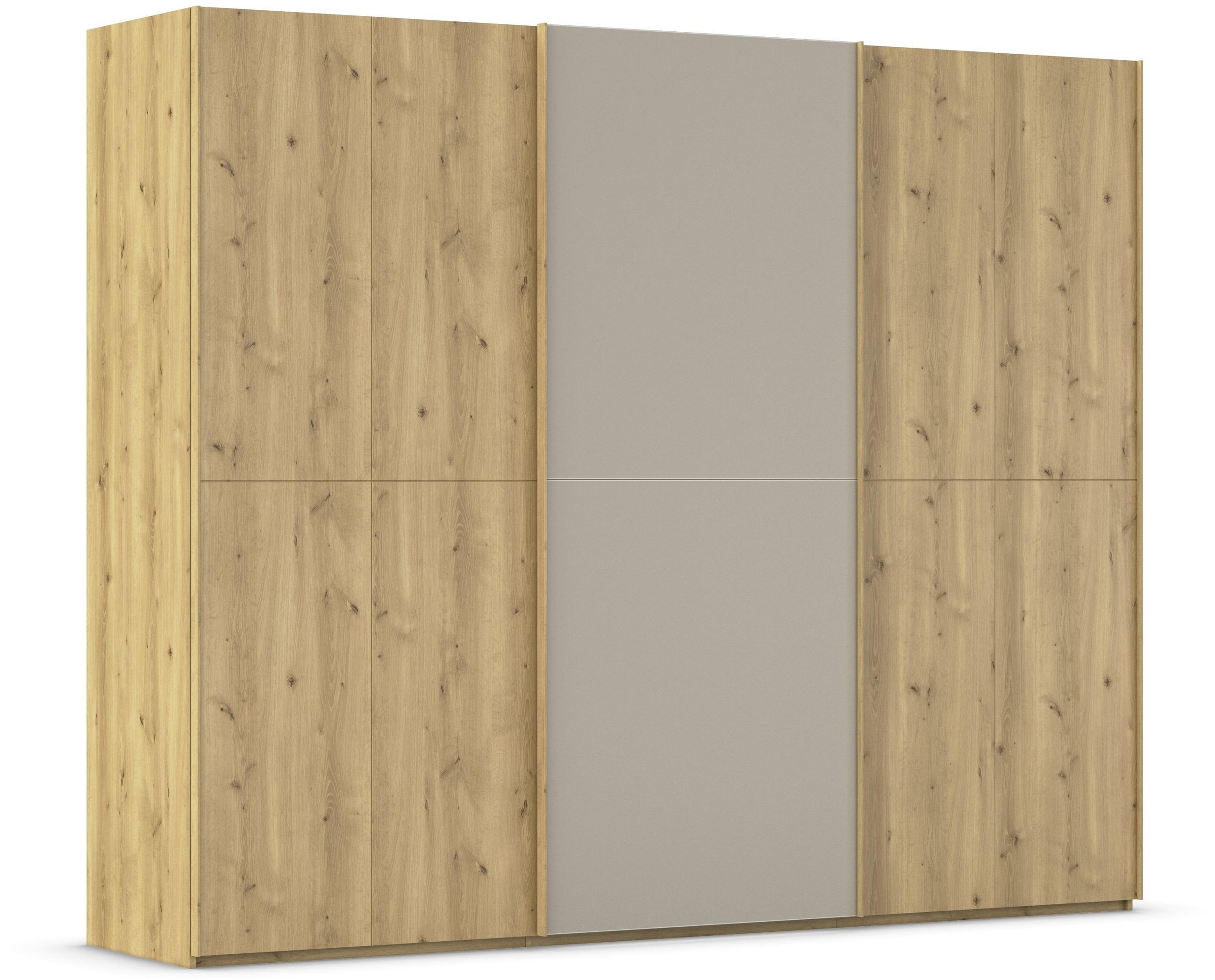 SCHWEBETÜRENSCHRANK 270/223/68 cm 3-türig Eichefarben, Fango  - Fango/Eichefarben, Design, Glas/Holz (270/223/68cm) - Novel