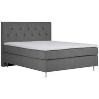 BOXSPRINGBETT 180/200 cm  in Dunkelgrau  - Dunkelgrau/Alufarben, MODERN, Textil (180/200cm) - Livetastic