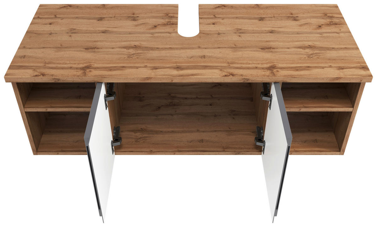 WASCHBECKENUNTERSCHRANK 120/41/47 cm  - Eiche Wotan/Grau, Modern, Holzwerkstoff (120/41/47cm) - Held