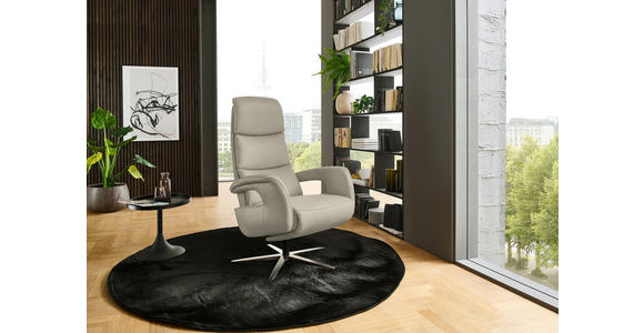 RELAXSESSEL in Leder Ecru  - Ecru/Edelstahlfarben, Design, Leder/Metall (76/119/86cm) - Dieter Knoll