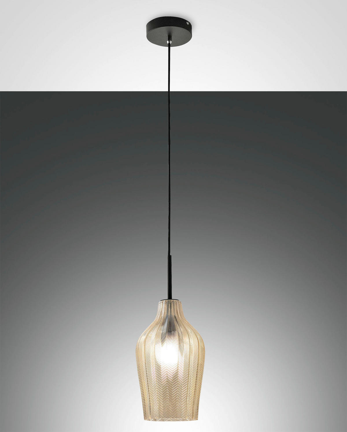 PENDELLEUCHTE Stintino 18/200 cm   - Champagner/Schwarz, Design, Glas/Metall (18/200cm) - Fabas Luce