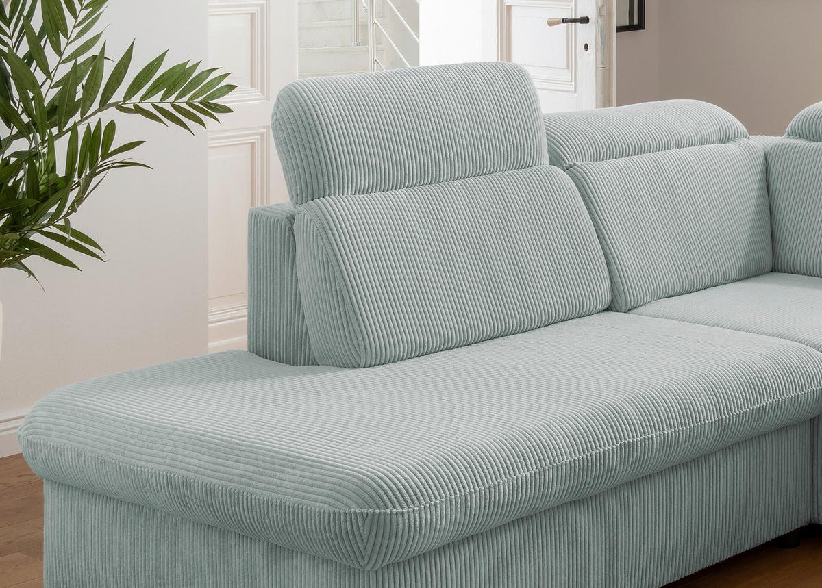 ECKSOFA in Cord Hellblau  - Chromfarben/Hellblau, Design, Textil/Metall (228/283cm) - Livetastic