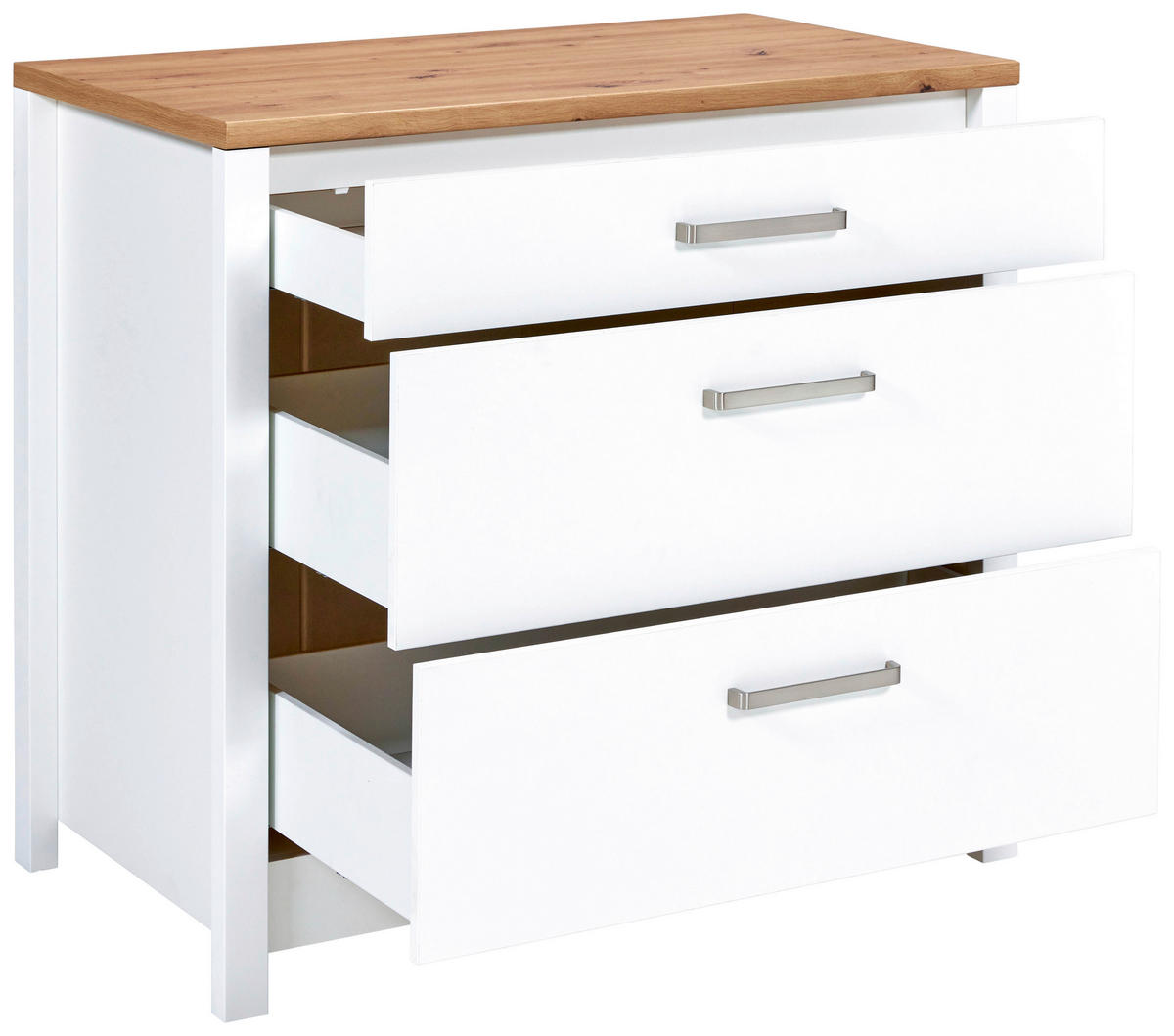 SCHUBKASTENUNTERSCHRANK 100/92/60 cm  in Weiß, Eiche Artisan  - Silberfarben/Eiche Artisan, MODERN, Holzwerkstoff/Metall (100/92/60cm) - home24