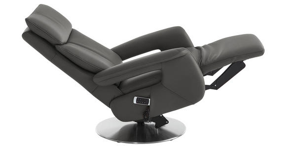 RELAXSESSEL in Leder Dunkelgrau  - Edelstahlfarben/Dunkelgrau, Design, Leder/Metall (78/112/85cm) - Cantus